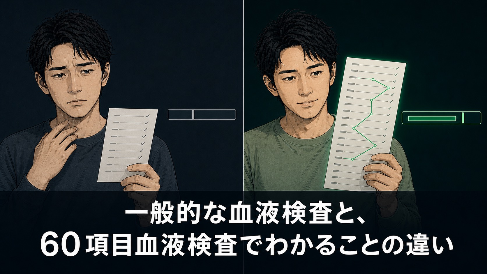 一般的な血液検査と、60項目血液検査でわかることの違い